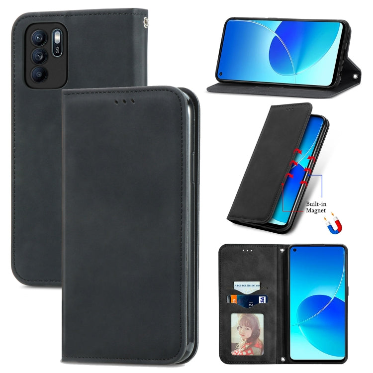 Retro Skin Feel Business Magnetic Horizontal Flip Leather Case With Holder & Card Slots & Wallet & Photo Frame, For OPPO Reno6 Z, For OPPO Realme GT Master