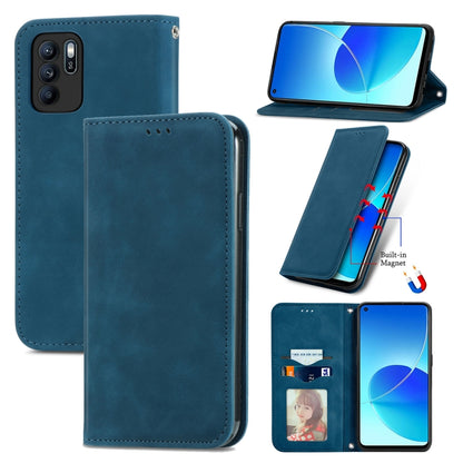 Retro Skin Feel Business Magnetic Horizontal Flip Leather Case With Holder & Card Slots & Wallet & Photo Frame, For OPPO Reno6 Z, For OPPO Realme GT Master