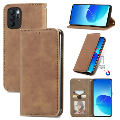 Retro Skin Feel Business Magnetic Horizontal Flip Leather Case With Holder & Card Slots & Wallet & Photo Frame, For OPPO Reno6 Z, For OPPO Realme GT Master