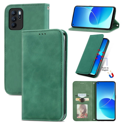 Retro Skin Feel Business Magnetic Horizontal Flip Leather Case With Holder & Card Slots & Wallet & Photo Frame, For OPPO Reno6 Z, For OPPO Realme GT Master