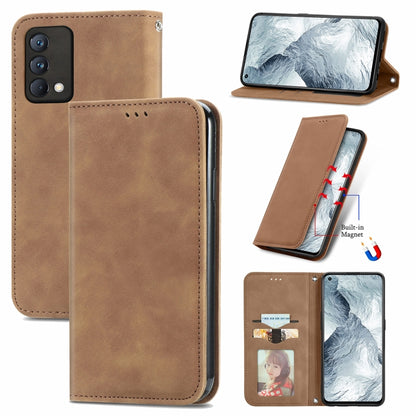 Retro Skin Feel Business Magnetic Horizontal Flip Leather Case With Holder & Card Slots & Wallet & Photo Frame, For OPPO Reno6 Z, For OPPO Realme GT Master