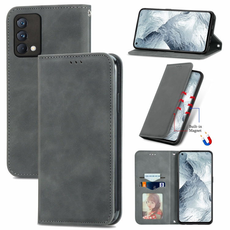 Retro Skin Feel Business Magnetic Horizontal Flip Leather Case With Holder & Card Slots & Wallet & Photo Frame, For OPPO Reno6 Z, For OPPO Realme GT Master