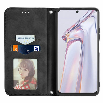 Black magnetic flip leather case with card slots and photo window