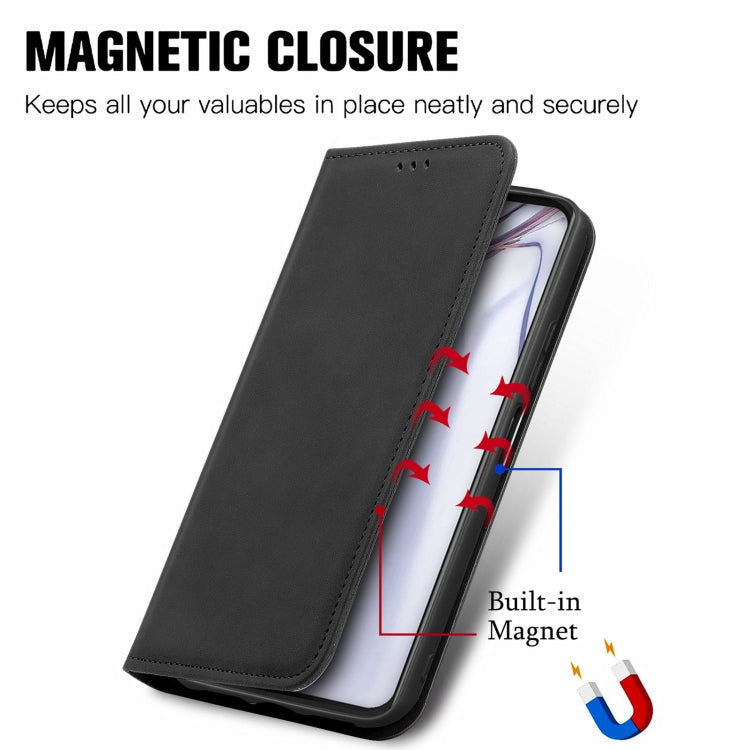 Black magnetic flip leather case with built-in magnet closure and stand
