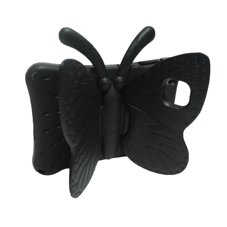 Black butterfly bracket protective tablet case, side view with handle cutout