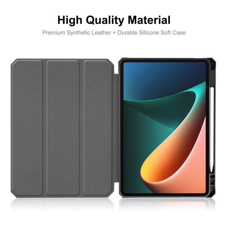 Smart folio case with synthetic leather texture, dark gray cover and tablet front protection