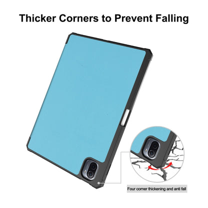 Smart folio case with thicker anti-fall corners, light blue cover with reinforced edge