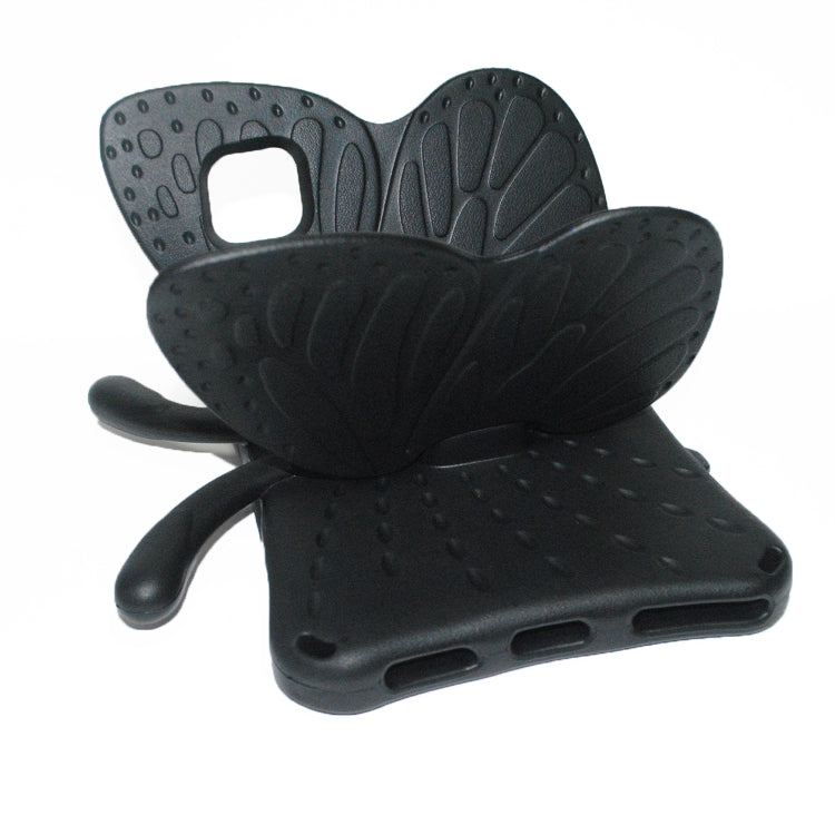 Butterfly EVA kids tablet case, black, side view with cutouts and textured wings