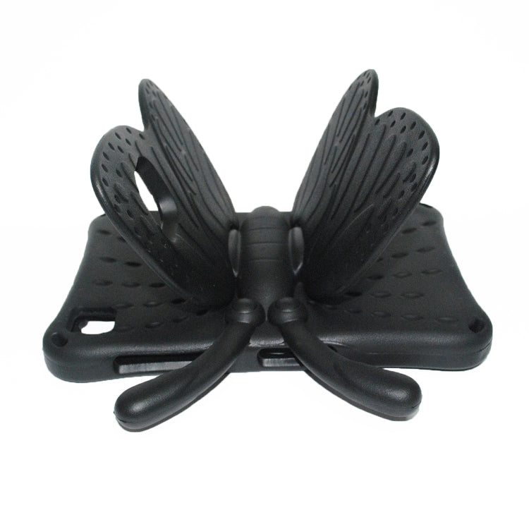 Butterfly EVA kids tablet case, black, close-up of butterfly wing stand and back