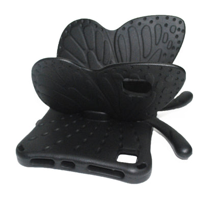 Butterfly EVA kids tablet case, black, rear view with butterfly wing shape and holes