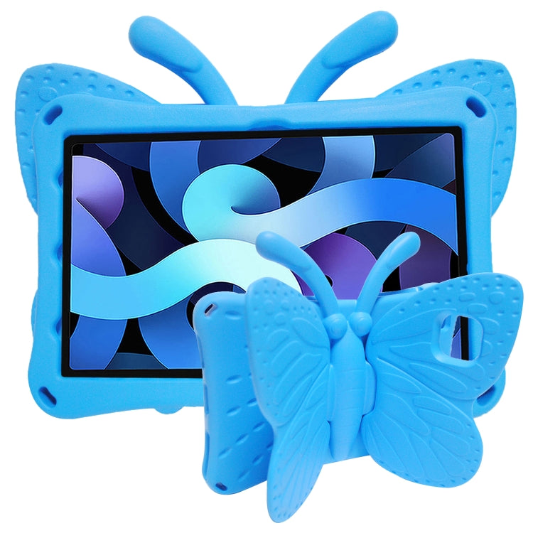 Butterfly EVA kids tablet case, blue, front view with textured wings and tablet cutout