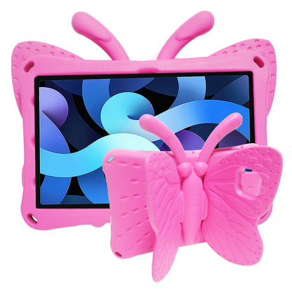 Butterfly EVA kids tablet case, pink, front view with textured wings and stand grips
