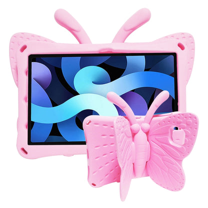 Pink EVA children’s tablet protective case with butterfly bracket and corner bumpers