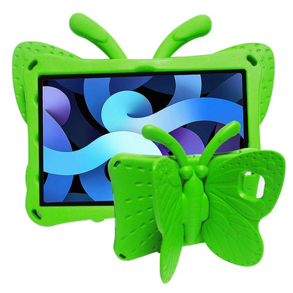 Green EVA children’s tablet protective case with butterfly bracket and raised corner bumpers