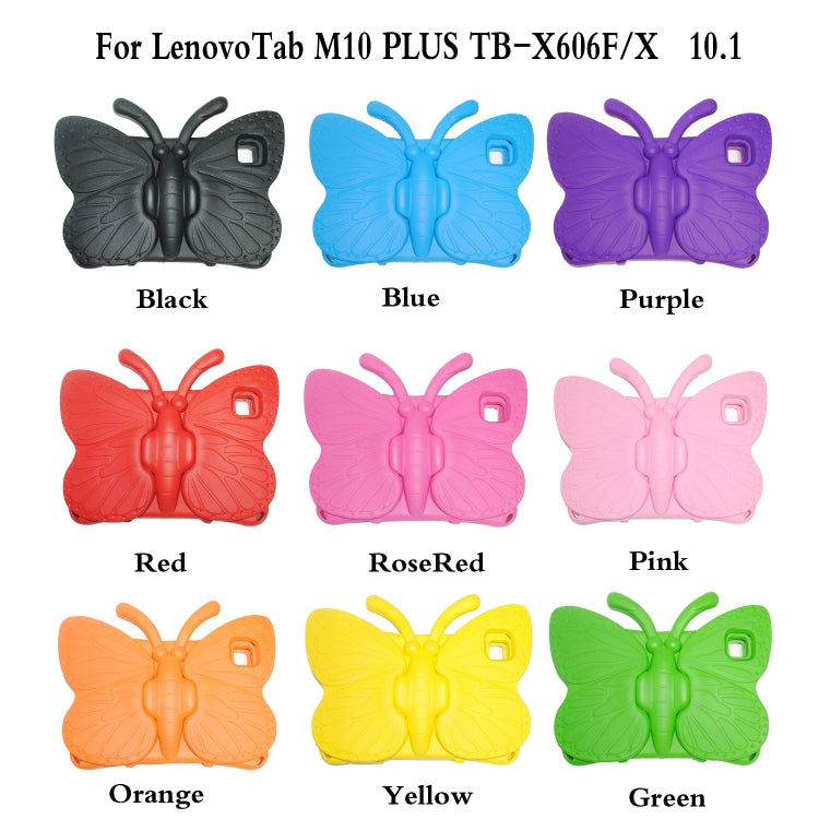 EVA butterfly tablet case color options chart: black, blue, purple, red, pink, orange, yellow, green