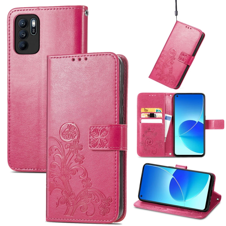 Magenta leather wallet phone case with embossed floral clasp, card slot, lanyard strap