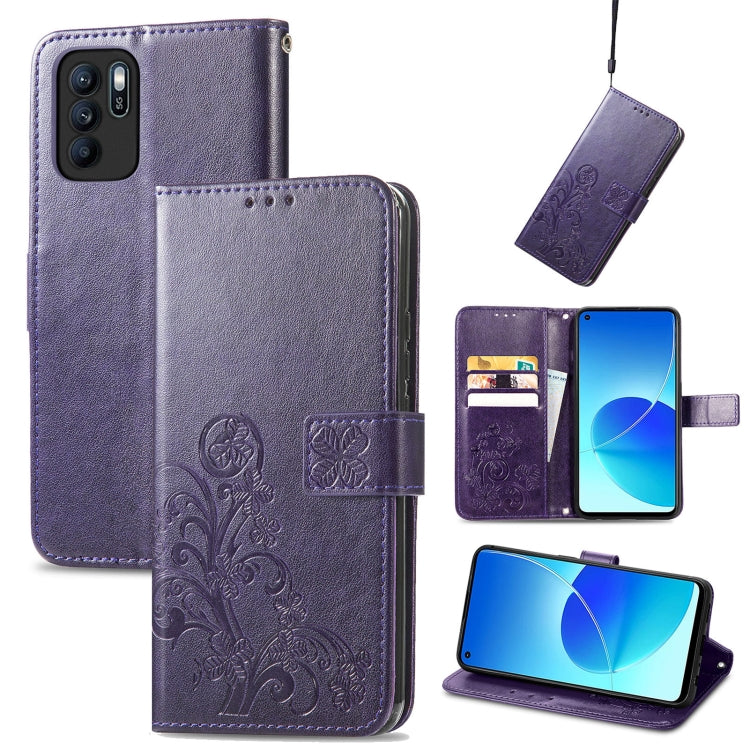 Purple leather wallet phone case with embossed floral clasp, card slot, lanyard strap