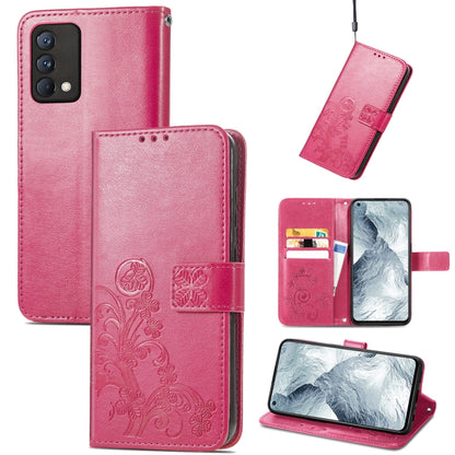 Pink embossed wallet mobile phone case with clasp, card slots, and wrist lanyard strap