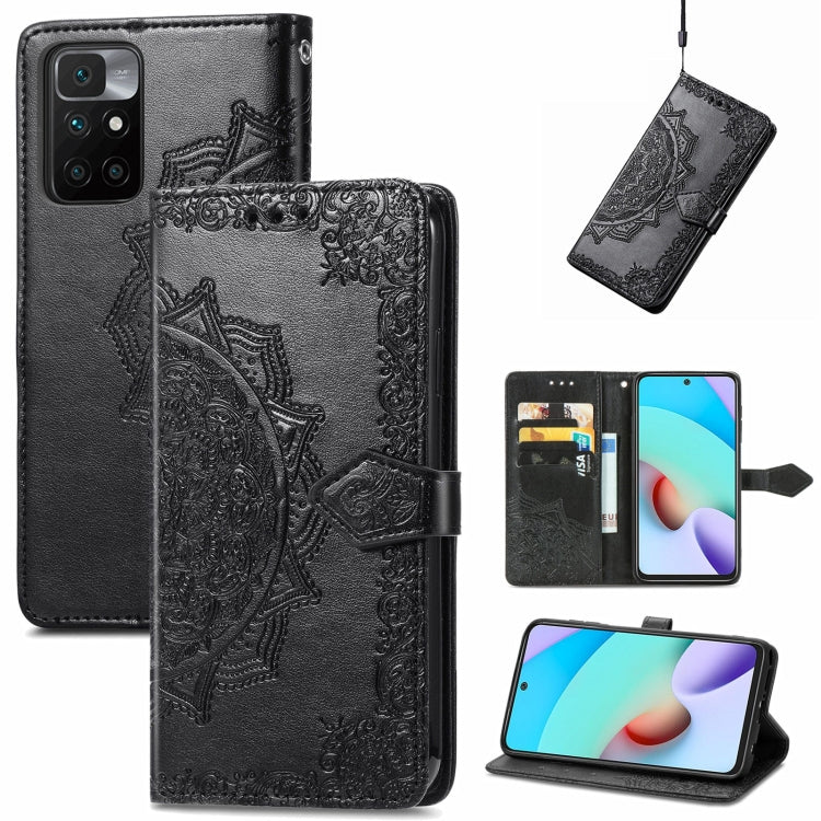 Mandala Embossing Pattern Horizontal Flip Leather Case with Holder & Card Slots & Wallet & Lanyard, For Xiaomi Redmi 10