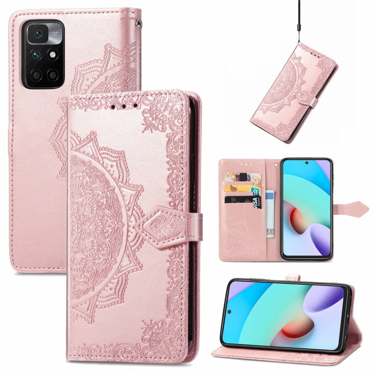 Mandala Embossing Pattern Horizontal Flip Leather Case with Holder & Card Slots & Wallet & Lanyard, For Xiaomi Redmi 10
