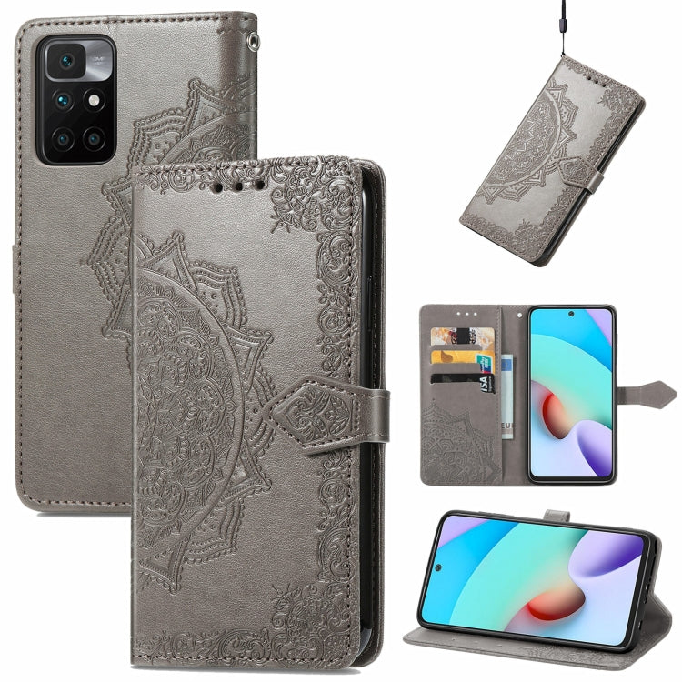 Mandala Embossing Pattern Horizontal Flip Leather Case with Holder & Card Slots & Wallet & Lanyard, For Xiaomi Redmi 10