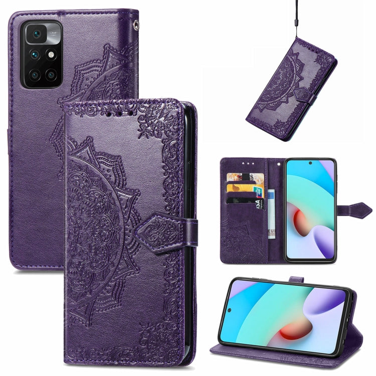 Mandala Embossing Pattern Horizontal Flip Leather Case with Holder & Card Slots & Wallet & Lanyard, For Xiaomi Redmi 10