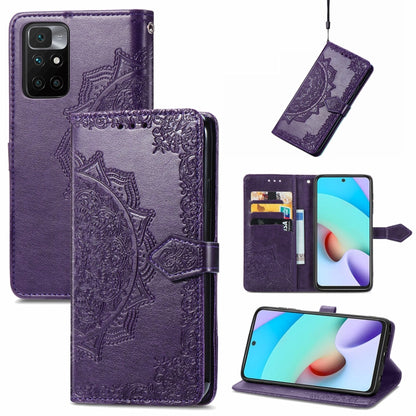 Mandala Embossing Pattern Horizontal Flip Leather Case with Holder & Card Slots & Wallet & Lanyard, For Xiaomi Redmi 10
