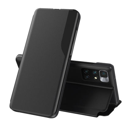 Black leather flip phone case with stand, front cover and multi-camera cutouts