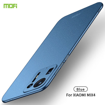 Blue frosted ultra-thin phone case for Xiaomi Mix 4 with camera and port cutouts.