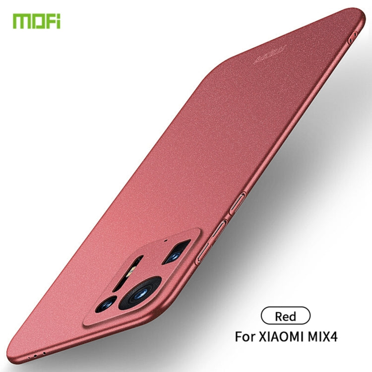 Red frosted ultra-thin phone case for Xiaomi Mix 4 with camera cutouts.