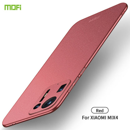 Red frosted ultra-thin phone case for Xiaomi Mix 4 with camera cutouts.