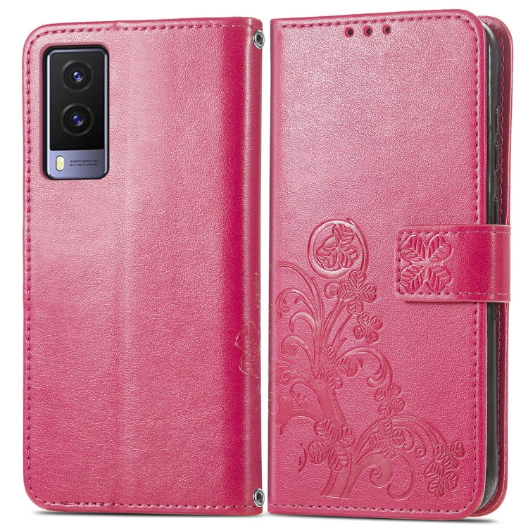 Four-leaf Clasp Embossed Leather Case with Lanyard & Card Slot & Wallet & Holder, For vivo V21e 5G, For vivo Y72 5G, For OPPO Realme C21Y, For vivo IQOO 8 Pro