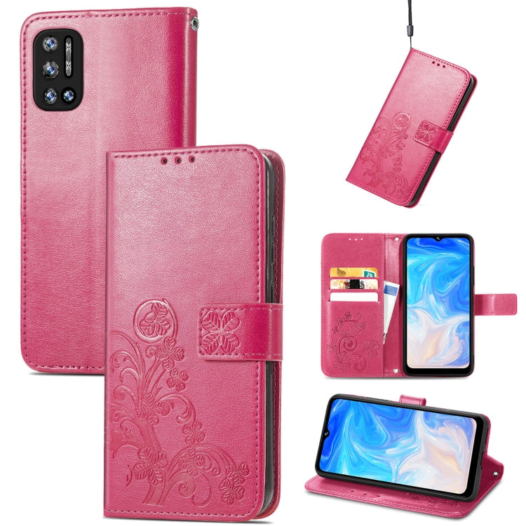 Pink embossed leather phone wallet case with card slot, magnetic flap, and lanyard
