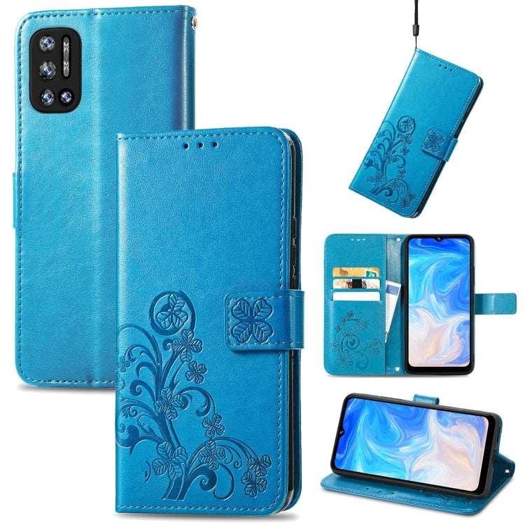 Teal embossed leather phone wallet case with card slot, magnetic flap, and lanyard