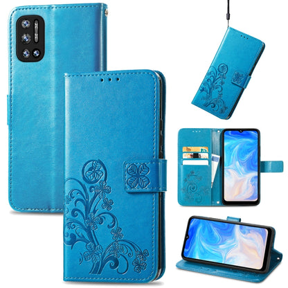Teal embossed leather phone wallet case with card slot, magnetic flap, and lanyard