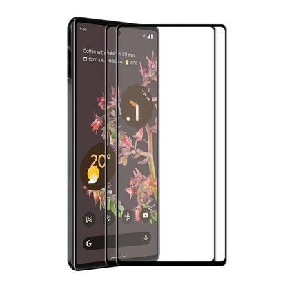 Google Pixel 6 tempered glass screen protector applied, with spare glass panel