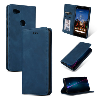 Navy blue leather magnetic flip wallet case with card slot and cutout for Pixel 3A XL