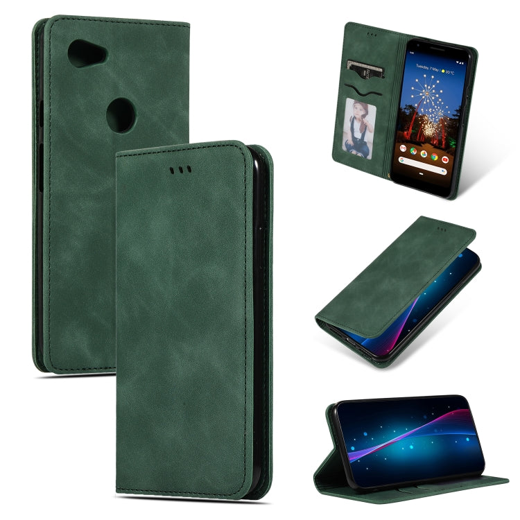 Dark green magnetic flip leather case with horizontal cutouts for Pixel 3A XL