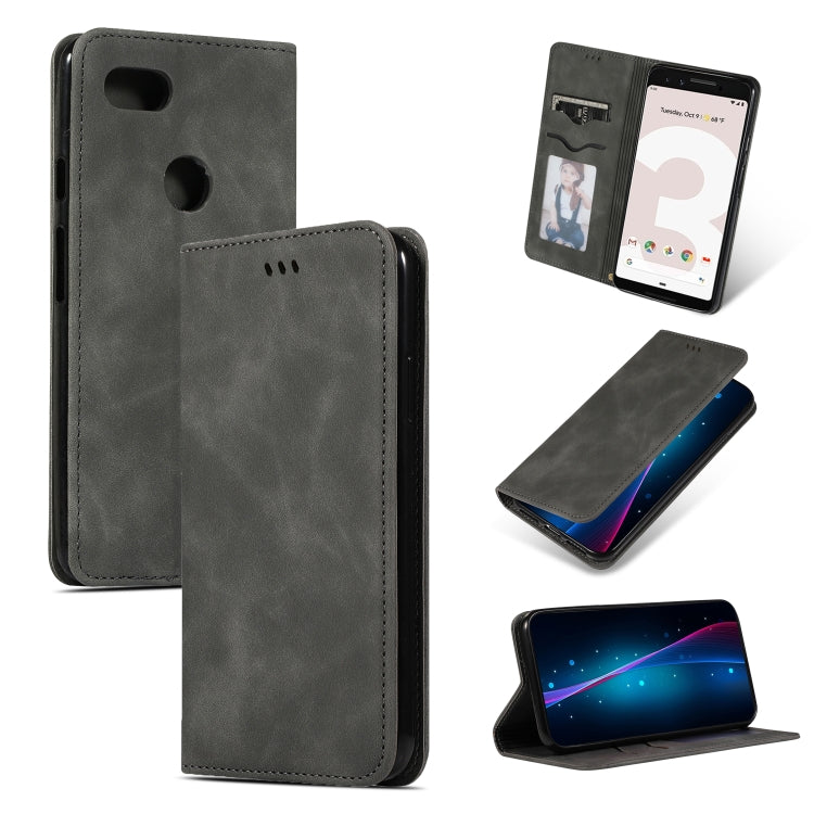 Dark gray magnetic flip leather wallet case for Google Pixel 3 with card holder