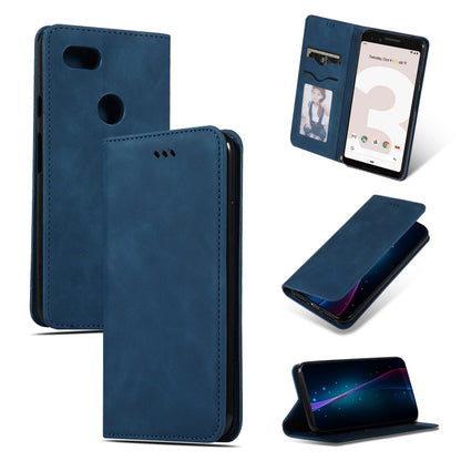 Navy blue magnetic flip leather wallet case for Google Pixel 3 with card holder and stand