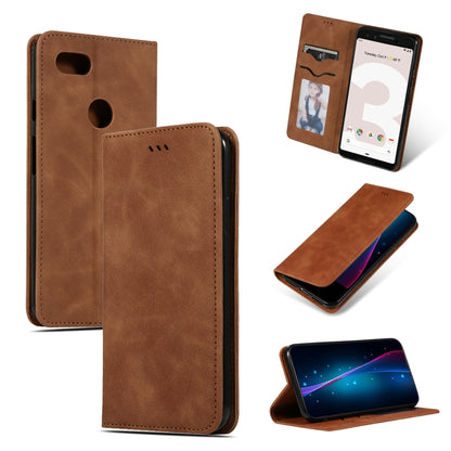 Magnetic flip leather case for Google Pixel 3, brown