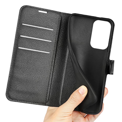 Black folio wallet phone case with inner card slots and cutout for camera access
