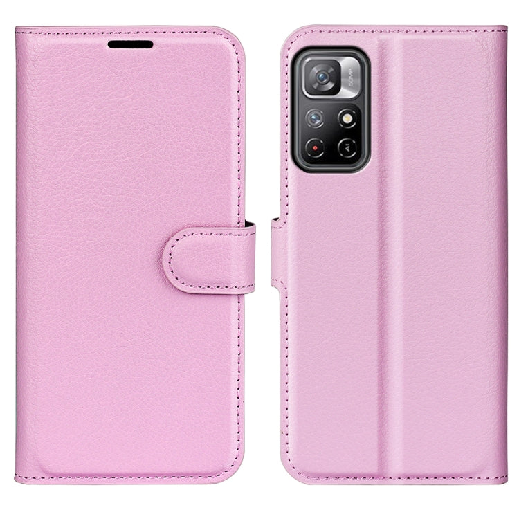 Pink horizontal flip phone case with card slots, faux leather texture, camera cutout