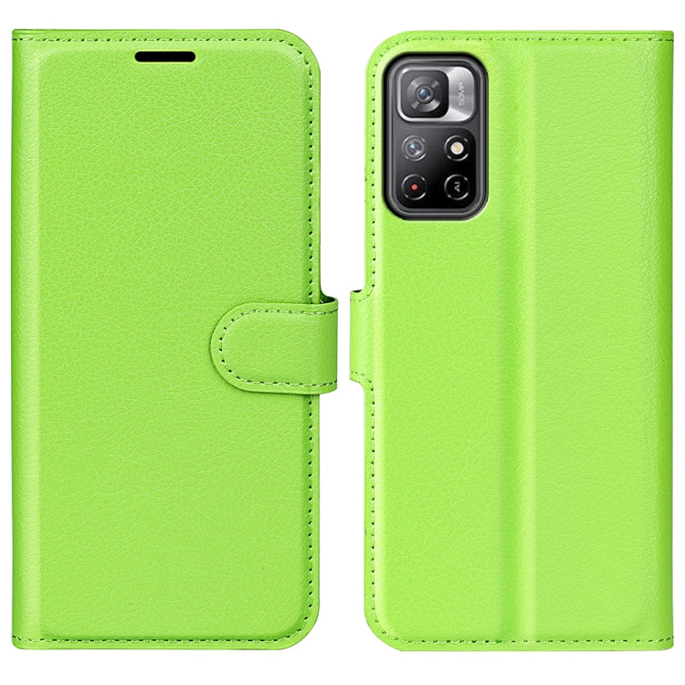 Green horizontal flip phone case with card slots, faux leather texture, camera cutout