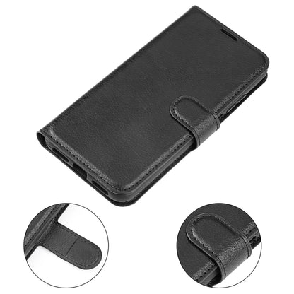 Black textured flip phone case with wrap strap detail and precise side cutouts