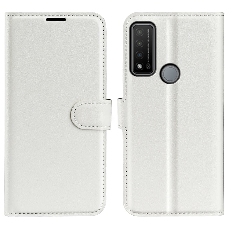 White textured flip phone case with folio cover and camera cutout