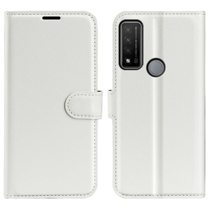 White textured flip phone case with folio cover and camera cutout