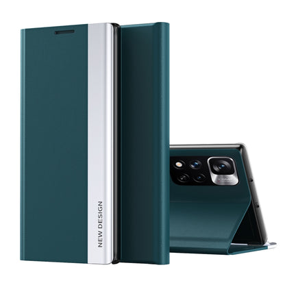 Side Electroplated Magnetic Leather Phone Case with  Holder, For Xiaomi Redmi Note11, For Xiaomi Redmi Note 11 Pro /Note 11 Pro+