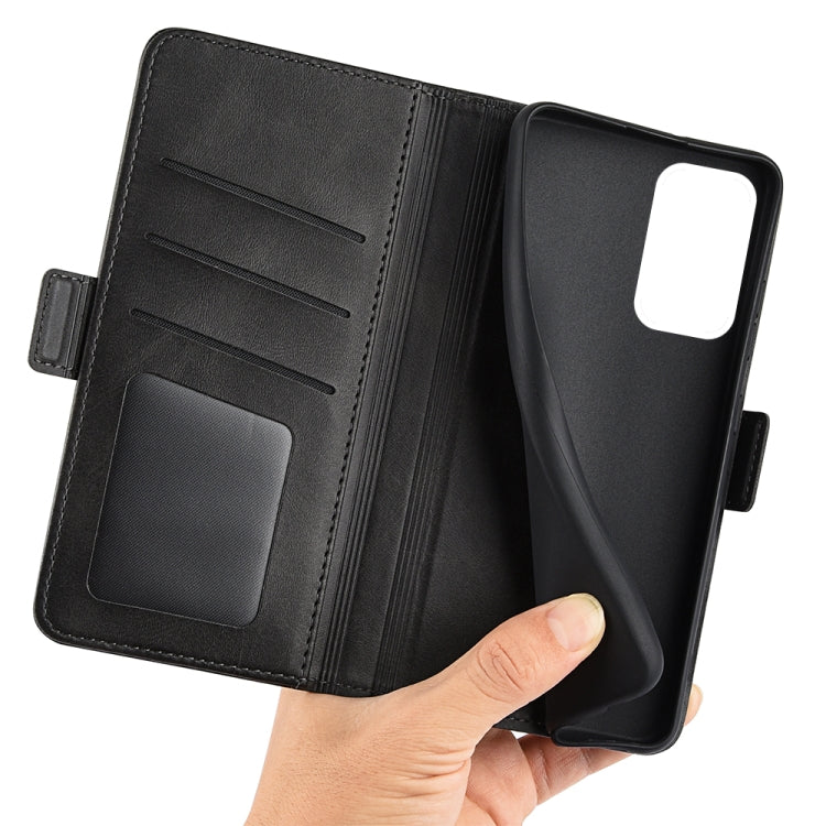 Black leather wallet flip phone case showing card slots and inner phone holder