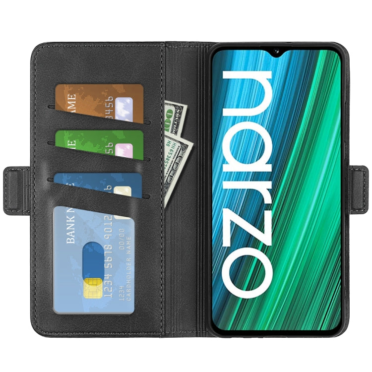 Black leather wallet flip phone case with card slots and cutout for front camera